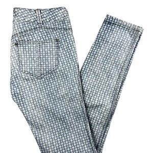 Free People Boho Skinny Jeans Womens Size 27 Diamond Pattern Southwest Low Rise